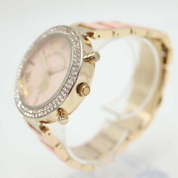 US POLO ASSN Ladies Pink Gold Tone Watch 40mm Jewel Bezel with New Battery - Picture 9 of 13